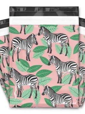25 Zebra Poly Mailers 10x13 Pink Jungle Shipping Bags Boutique Packaging
